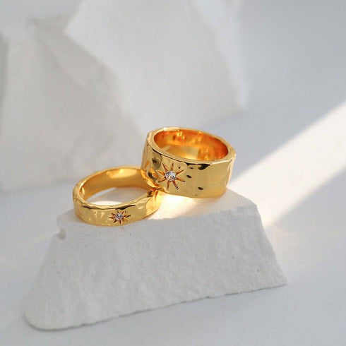 North Star Narrow and Wide CZ Ring - Zafari Studio Jewelry